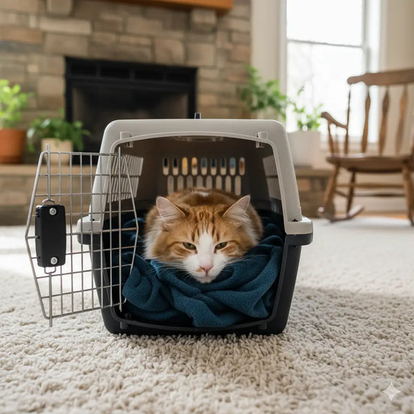 caisse de transport chat, apaisement et odeur familières