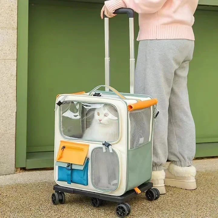 Sac transport trolley pliable grande capacité pour chat