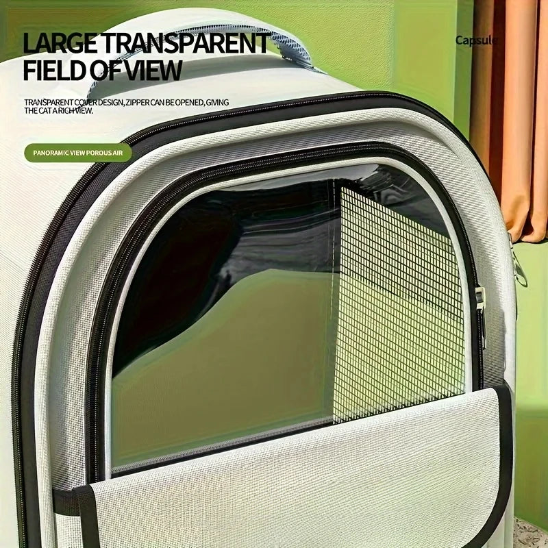 Sac à dos pour chat avec bretelles et visière transparente