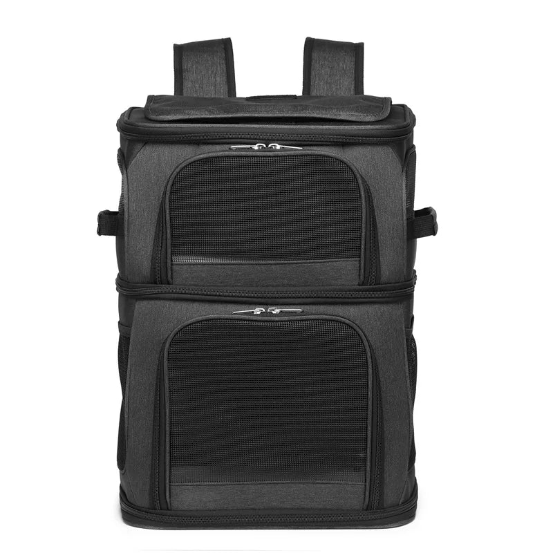 Sac à dos transport double compartiment pour chat