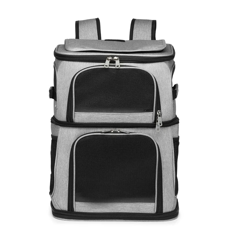Sac à dos transport double compartiment pour chat