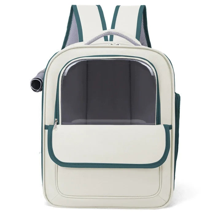 Sac à dos transport chat avec visière transparente Vert