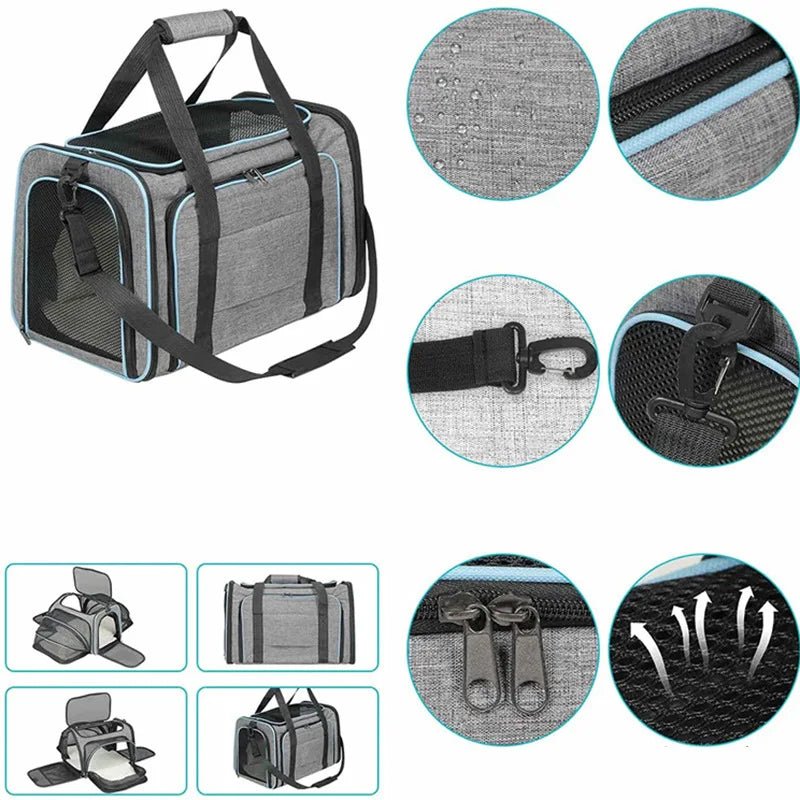 Sac transport souple pliable respirant pour chat