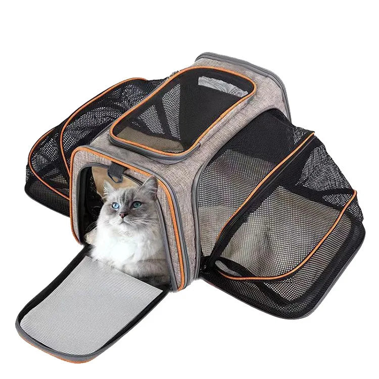 Sac transport souple pliable respirant pour chat