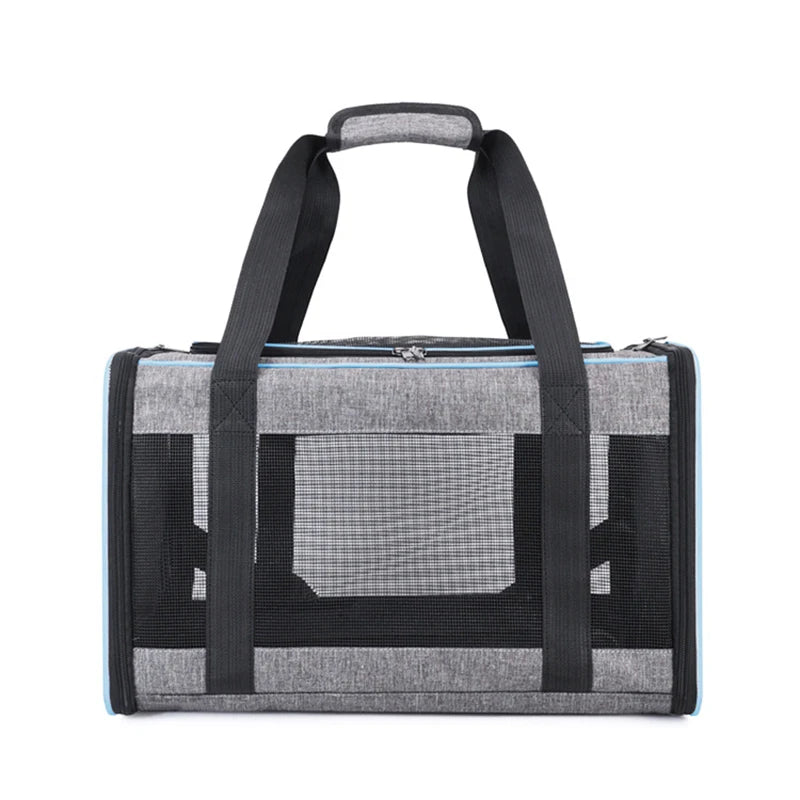 Cage de transport gris et blanc pliable pour chat