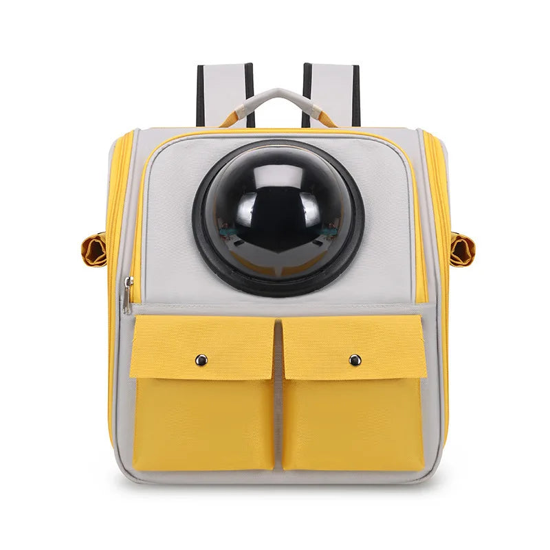 Sac à dos transport chat avec hublot respirant Jaune