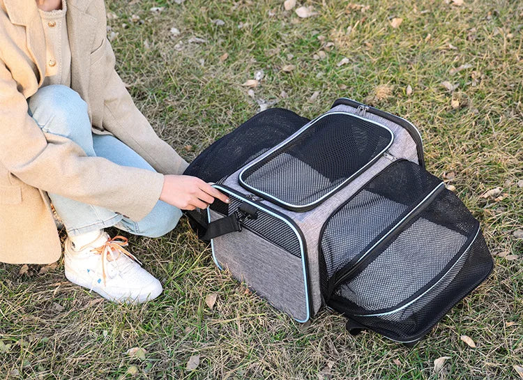 Sac transport souple pliable respirant pour chat