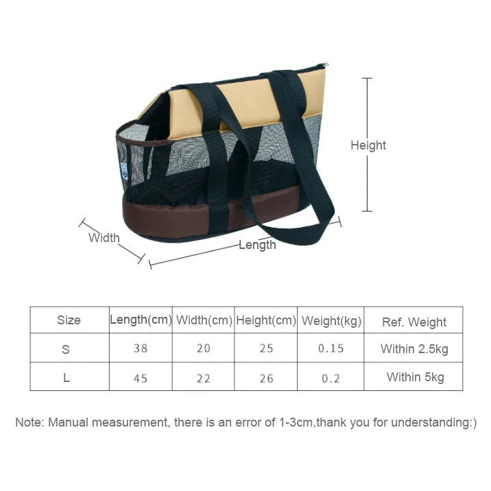 Sac de transport ventral à maille respirante pour chat