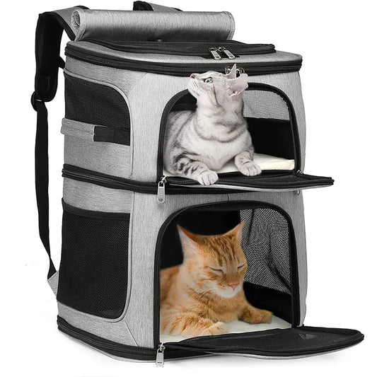 Sac à dos transport double compartiment pour chat