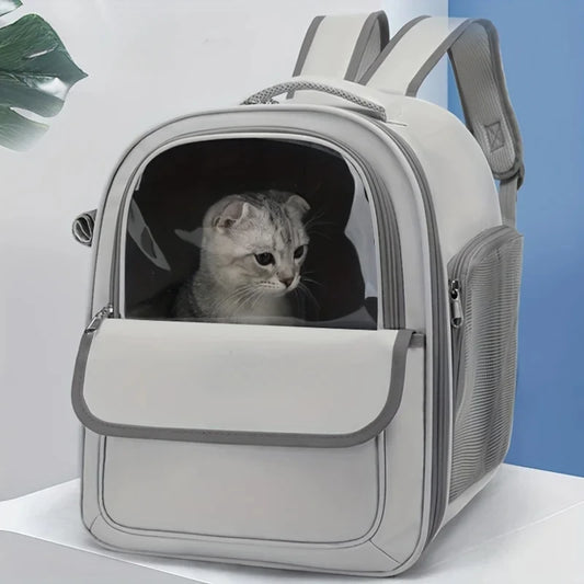 Sac à dos pour chat avec bretelles et visière transparente
