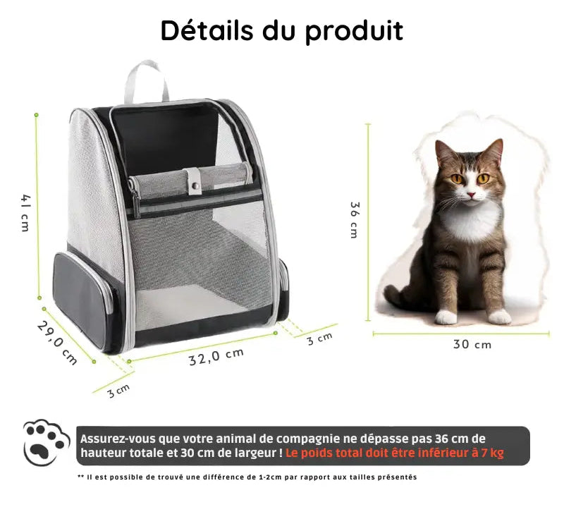 Sac à dos transport chat à maille transparent - Bleu