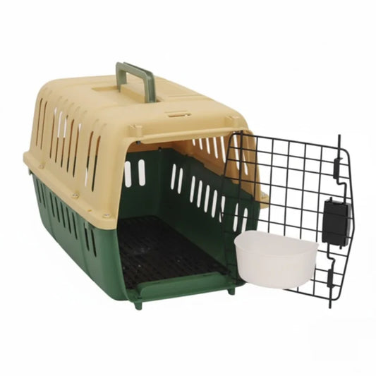 cage transport chat jaune ouverte