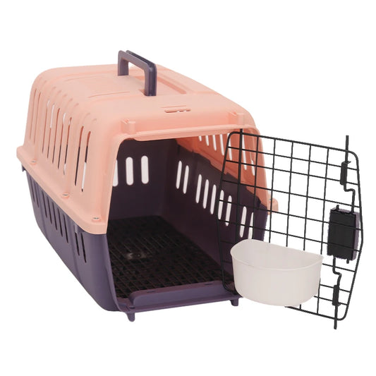 cage transport chat ouverte rose