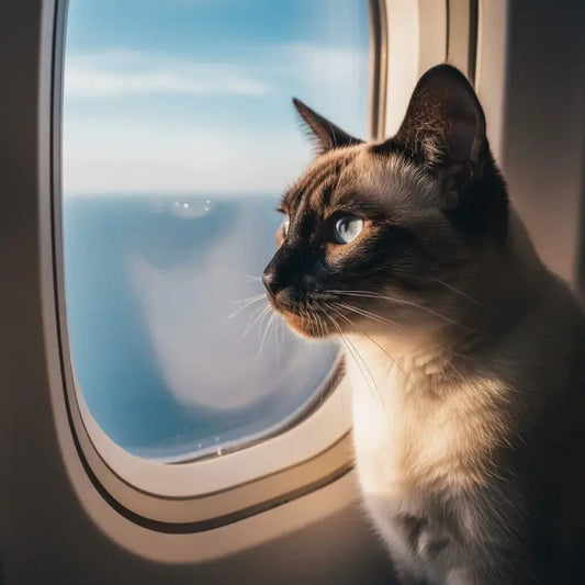 chat regardant par le hublot de la fenetre d'un avion
