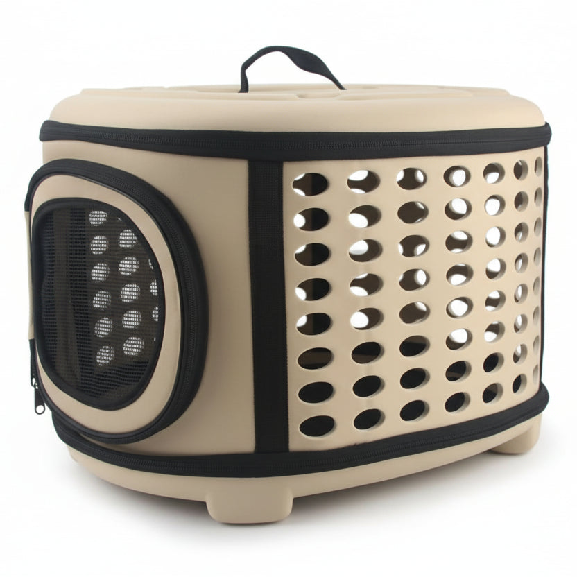Cage de transport chat pliable et respirante Beige