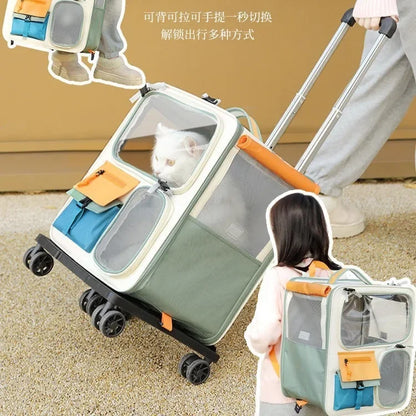 Sac transport trolley pliable grande capacité pour chat