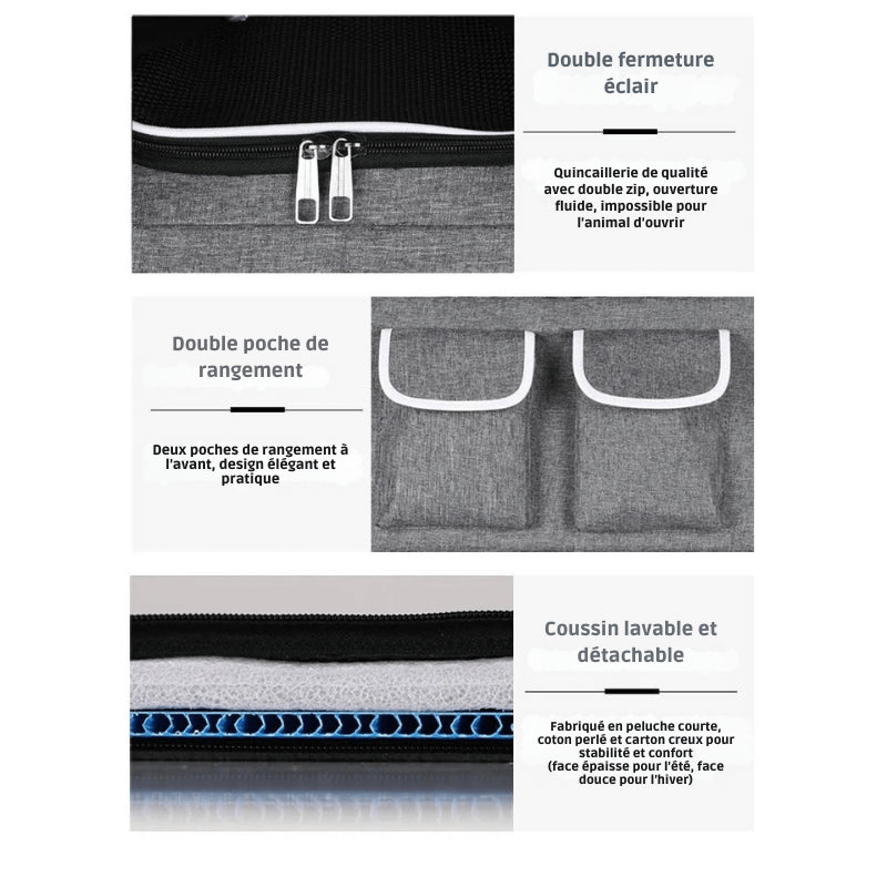 Sac de transport pour 2 chats résistant Noir