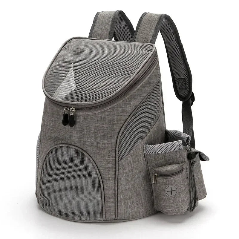 Sac à dos transport chat avec maille respirante Gris