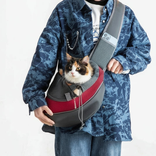 Sac de transport chat en bandoulière ventral