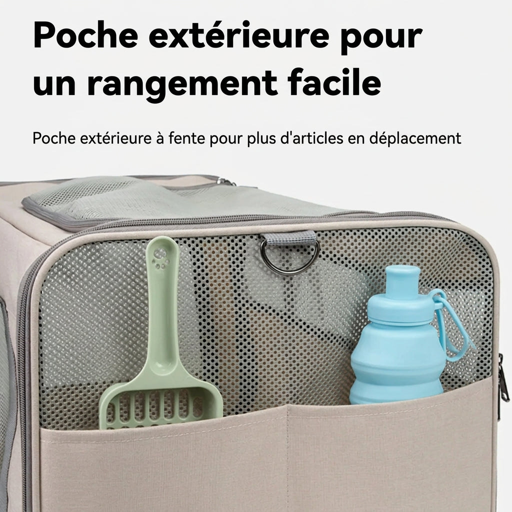 Sac à roulettes pliable pour chat avec poignée télescopique – photo 4