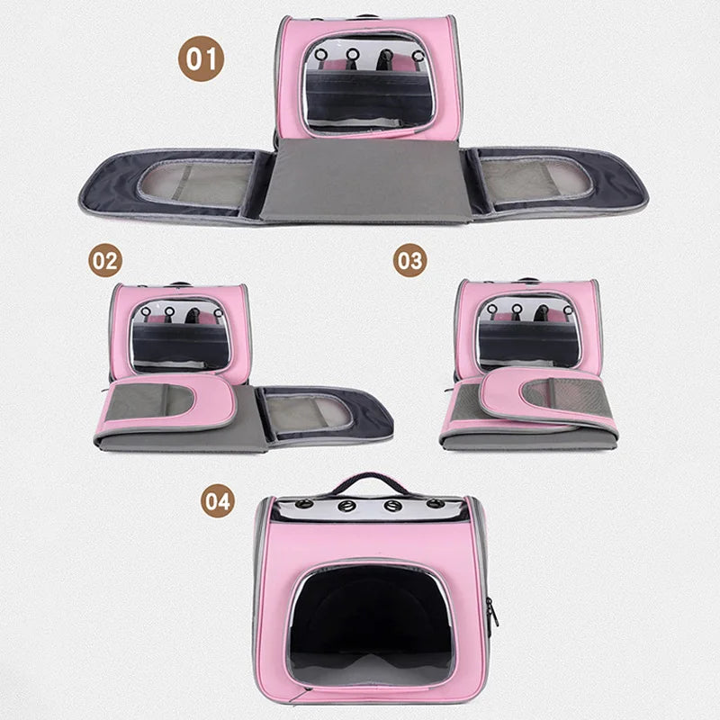 Sac à dos transport chat rigide et sécurisé - Rose