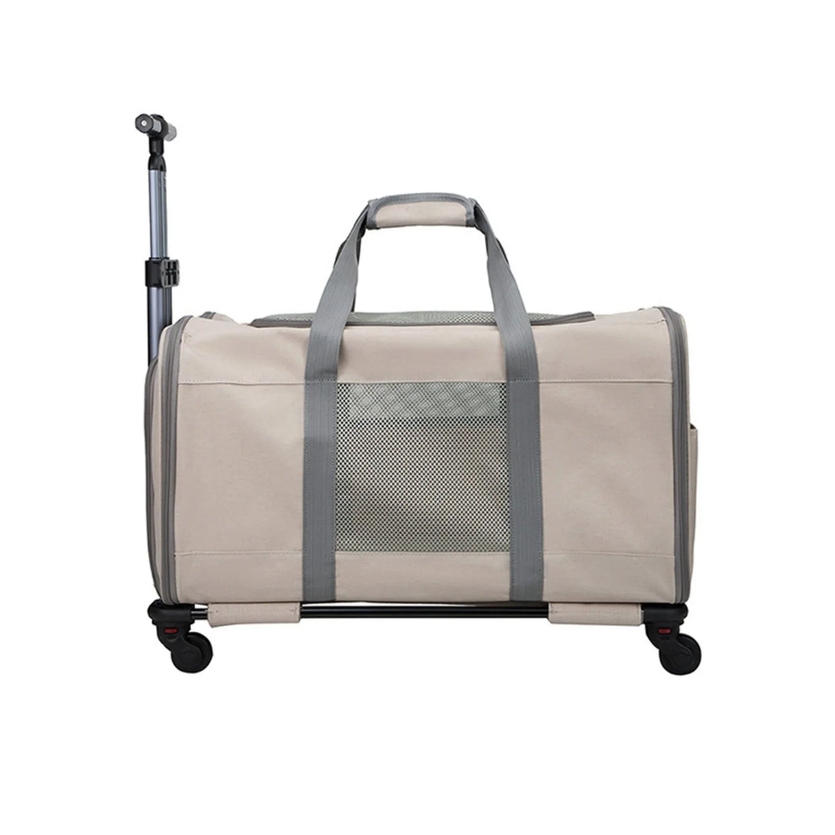 Sac à roulettes pliable pour chat avec poignée télescopique Kaki