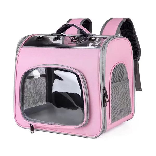 Sac à dos transport chat rigide et sécurisé - Rose