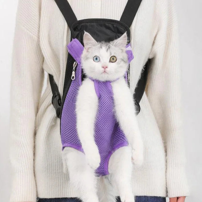 Sac de transport ventral pour chat avec maille respirante