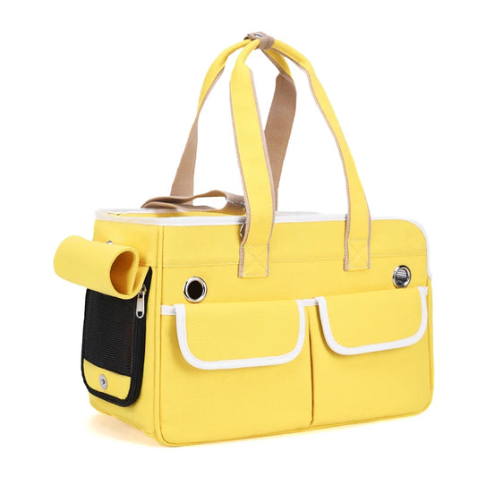 Sac ventral à bandoulière pour chat respirant Jaune Jaune