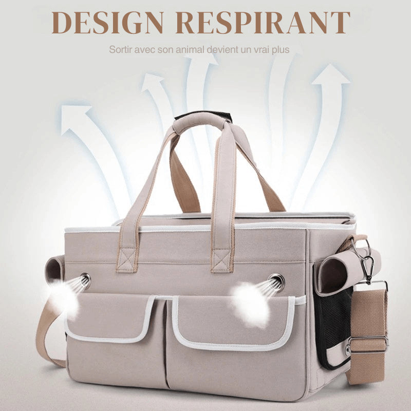 Sac de transport chat ventral à bandoulière Bleu