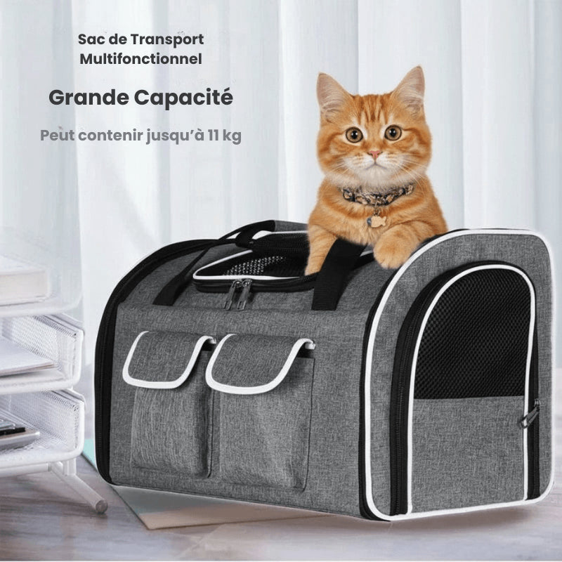 Sac de transport pour 2 chats résistant Bleu