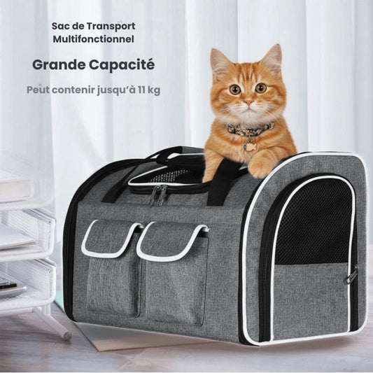 Sac de transport pour 2 chats résistant Noir