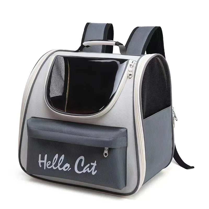 Sac de transport chat transparent Hello Cat Gris