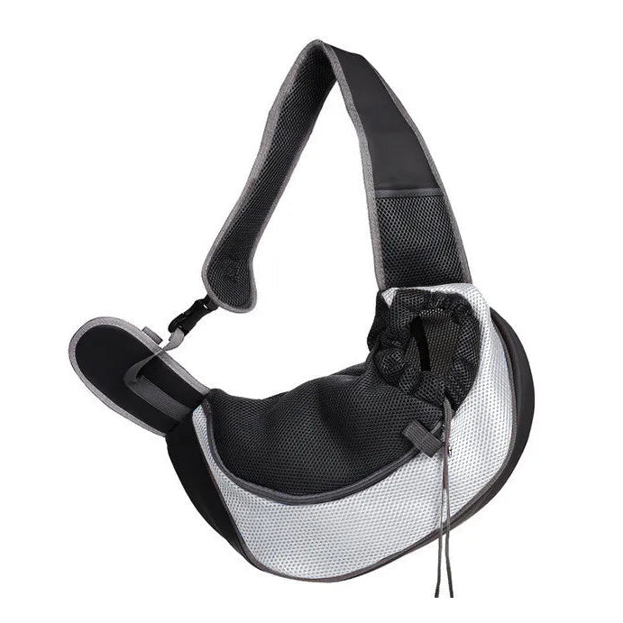 Sac de transport chat en bandoulière ventral Gris clair
