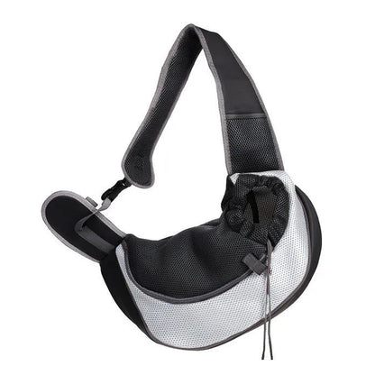 Sac de transport chat en bandoulière ventral Gris clair