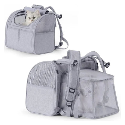 Sac extensible pour chat en tissu Oxford Gris