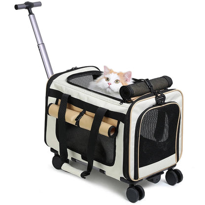 Sac à roulettes pour chat avec poignée télescopique Kaki