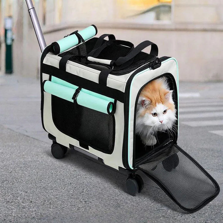 Sac à roulettes pour chat avec poignée télescopique
