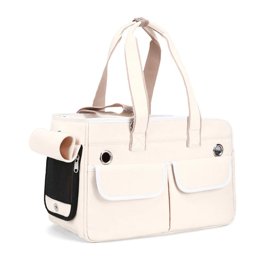 Sac ventral à bandoulière pour chat Blanc cassé Blanc cassé