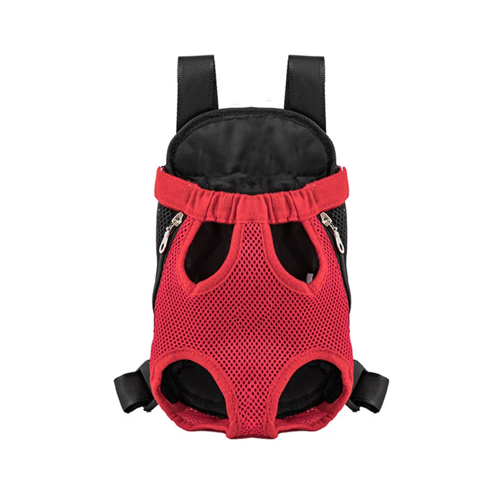 Sac de transport ventral pour chat avec maille respirante Rouge