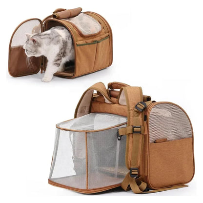 Sac extensible pour chat en tissu Oxford Marron