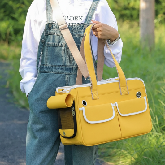 Sac ventral à bandoulière pour chat respirant Jaune