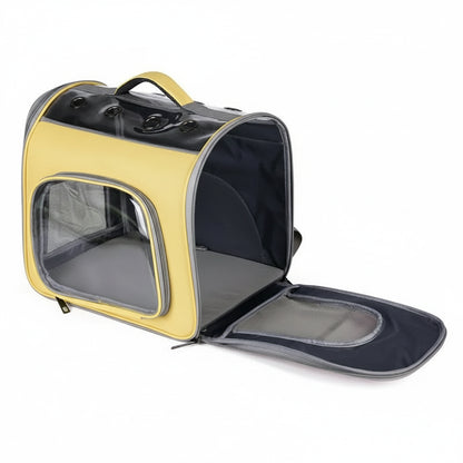 Sac à dos transport chat rigide et sécurisé - Jaune