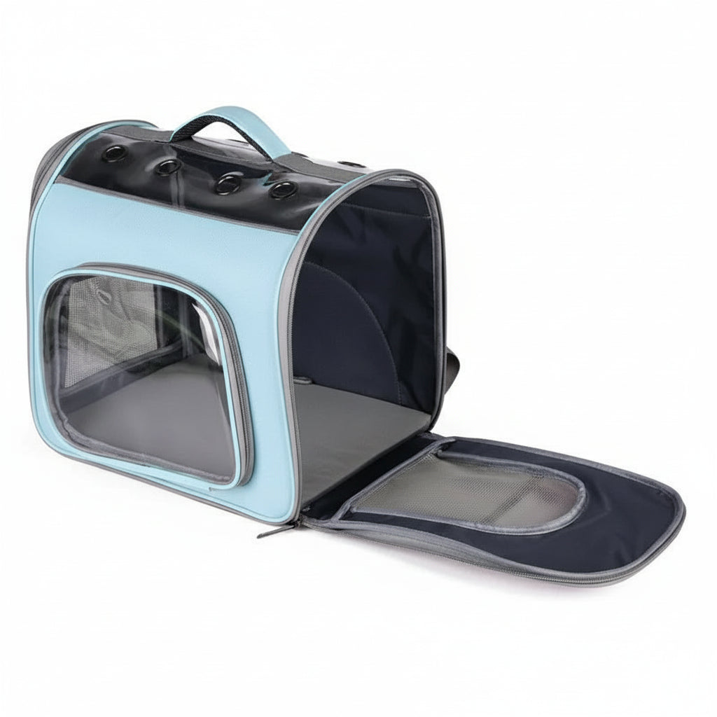Sac à dos transport chat rigide et sécurisé - Bleu