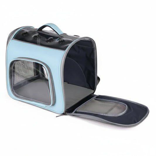 Sac à dos transport chat rigide et sécurisé - Bleu