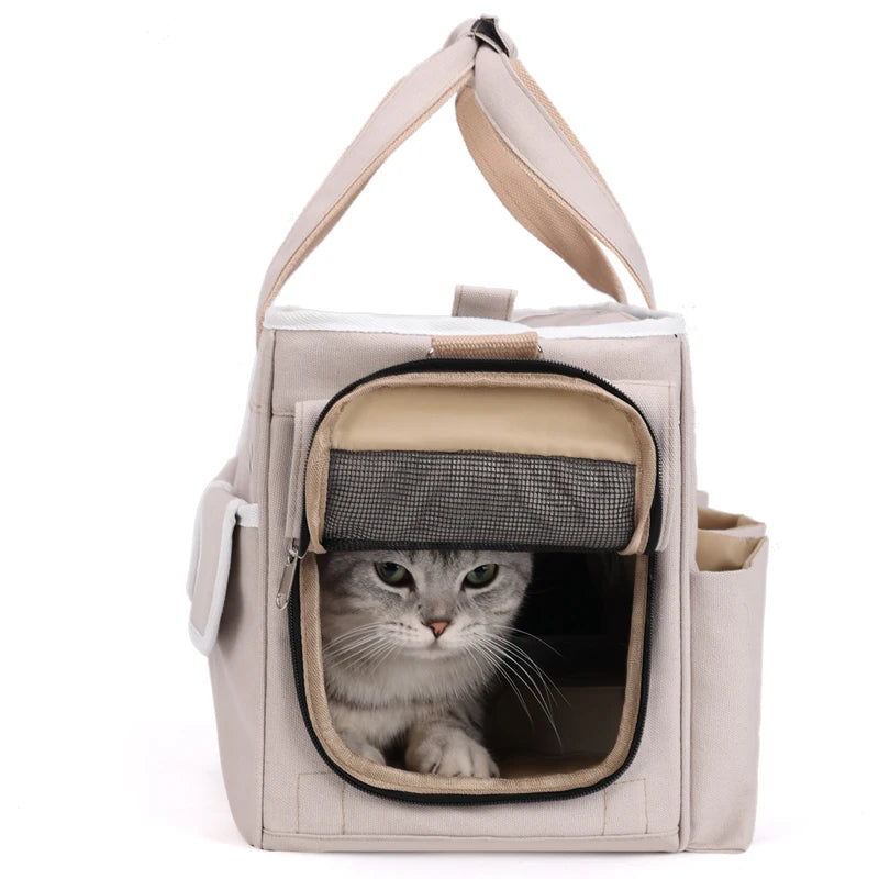 Sac de transport chat ventral à bandoulière Noir