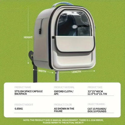 Sac à dos pour chat avec bretelles et visière transparente