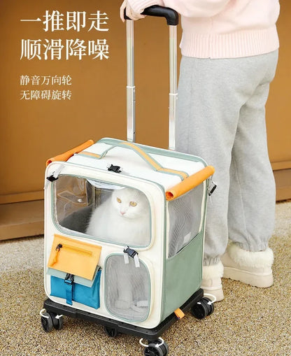 Sac transport trolley pliable grande capacité pour chat
