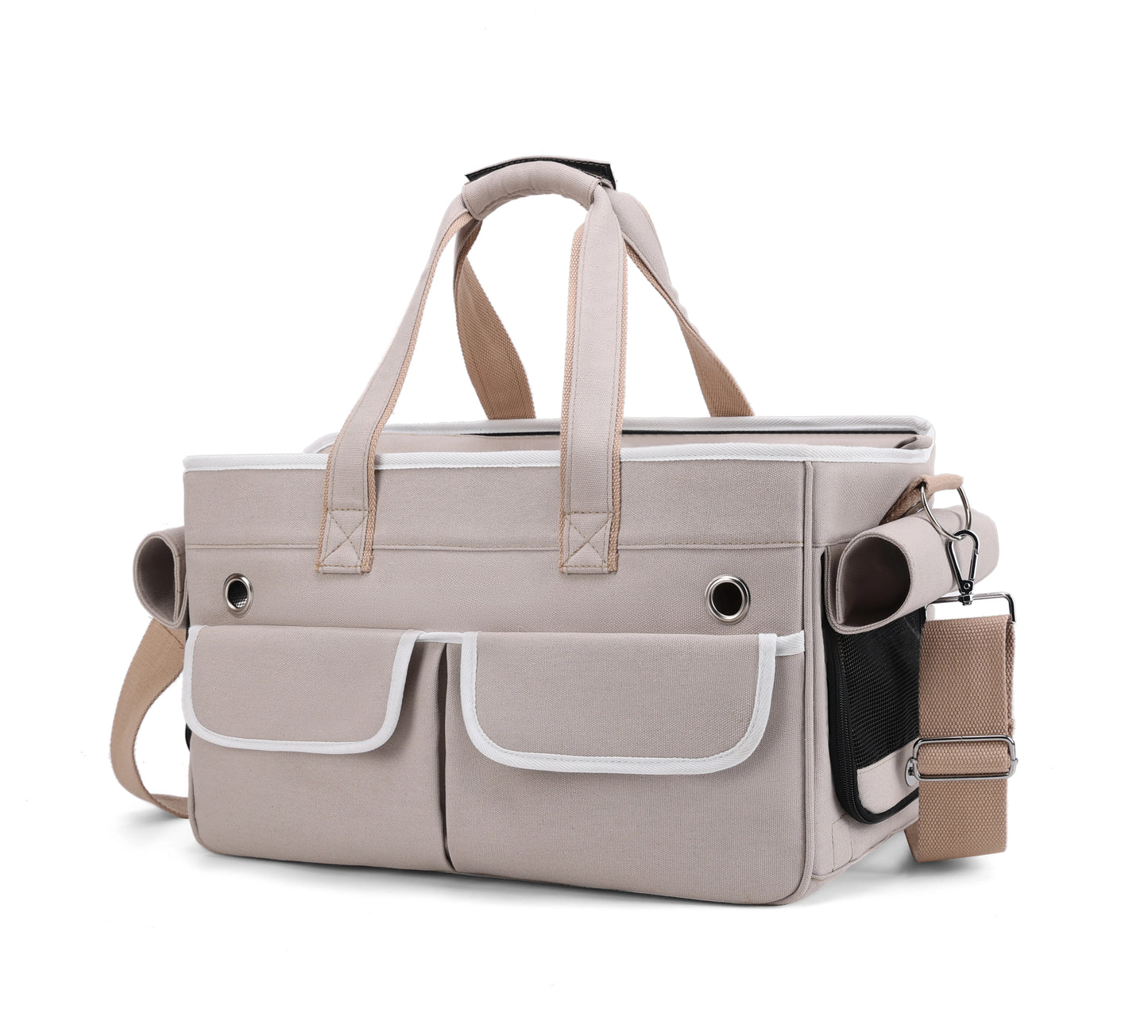 Sac de transport chat ventral à bandoulière Blanc