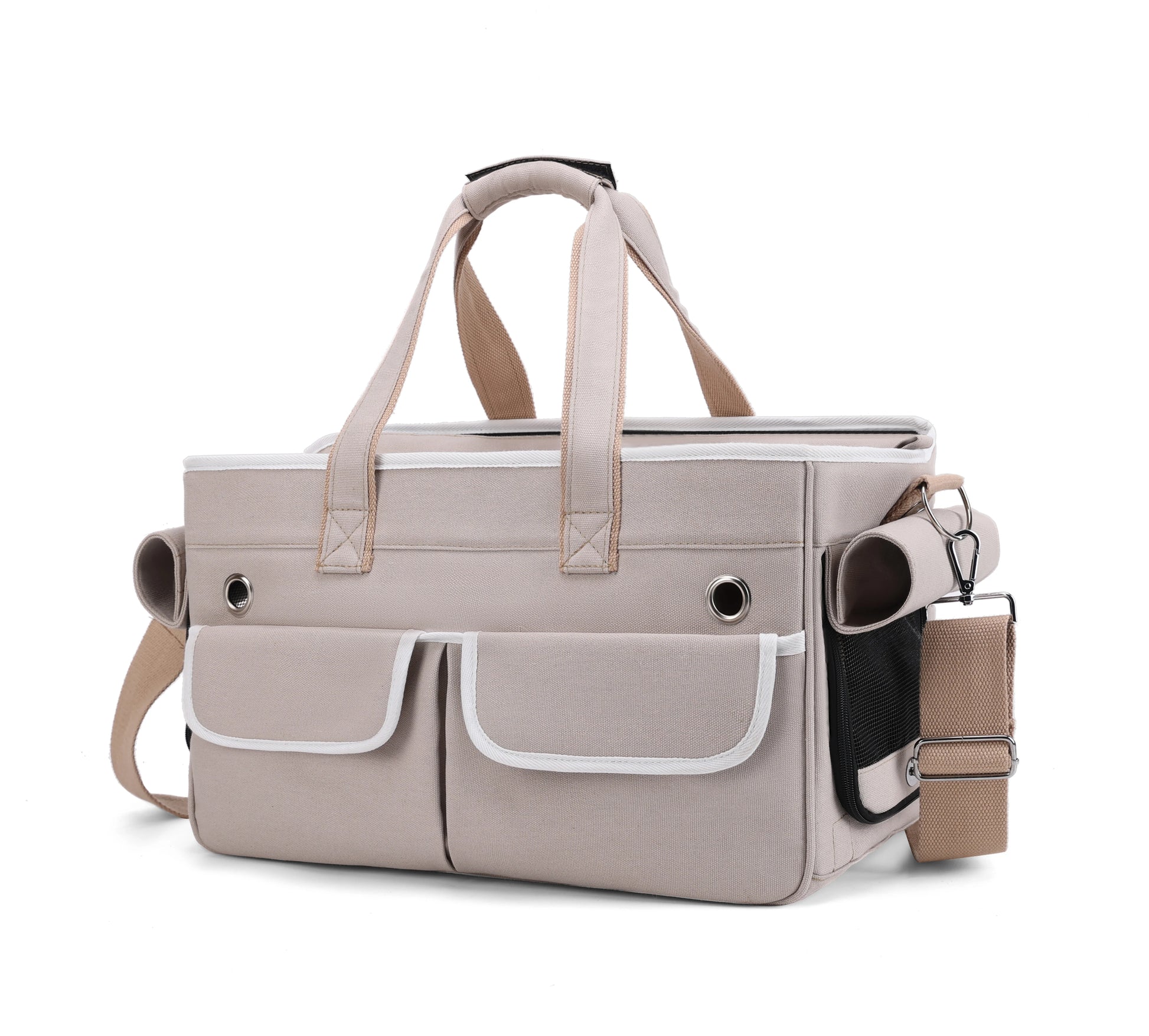 Sac de transport chat ventral à bandoulière Blanc